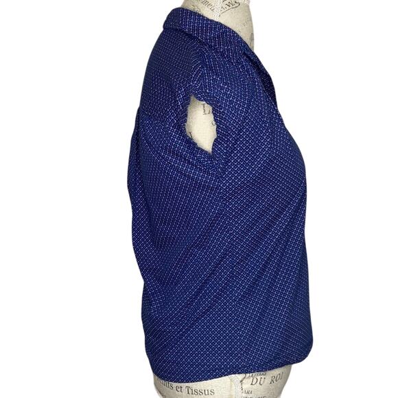 Annabelle Blue & Pink Cap Sleeve Button Up Shirt Women's Size XSmall - Picture 3 of 8